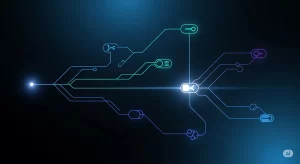 Abstract image of a glowing decision tree, symbolizing the process of choosing the right AI coding assistant.