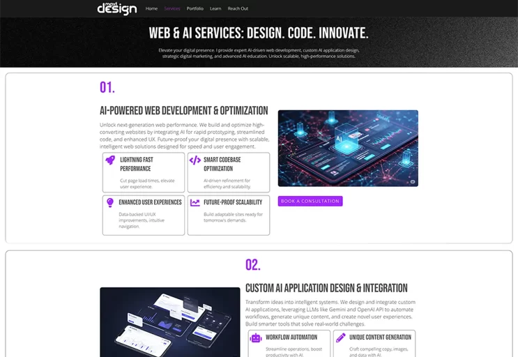 MaxtDesign official services page screenshot