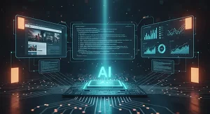 ai web design future - futuristic ai design holographic screens