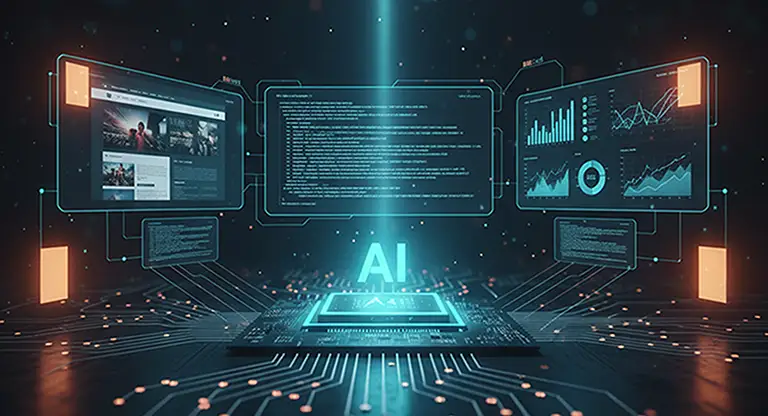 ai web design future - futuristic ai design holographic screens