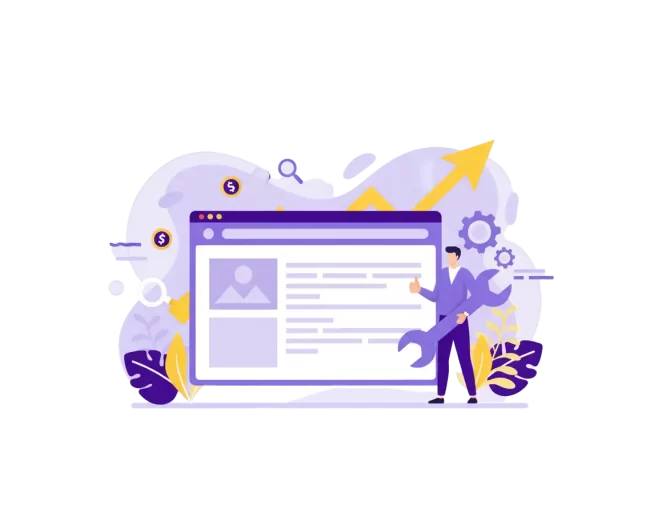 boise wordpress development illustration graphic of webpage and tools